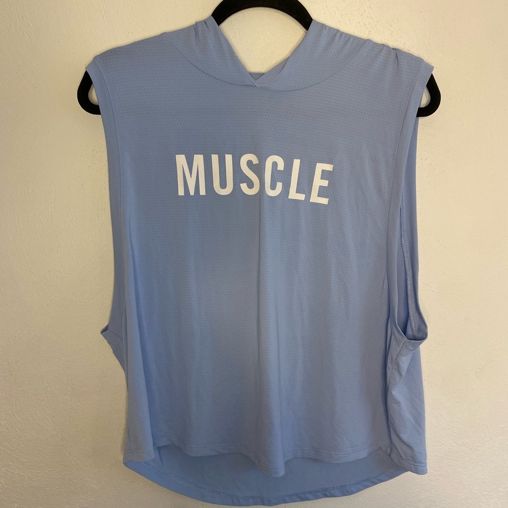 Barbella Box light blue muscle Workout Top size large